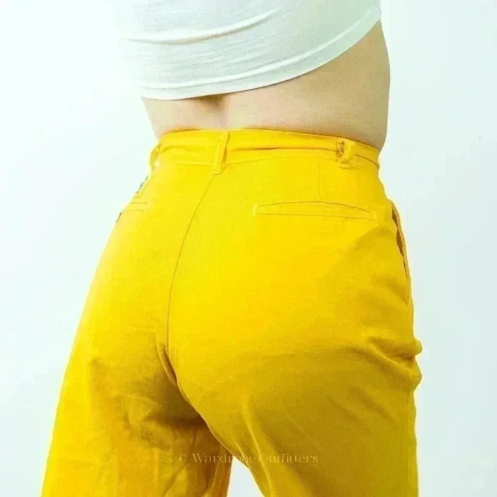 Vintage 80s Duckhead High Rise Mom Pleated Yellow Shorts - Picture 9 of 10